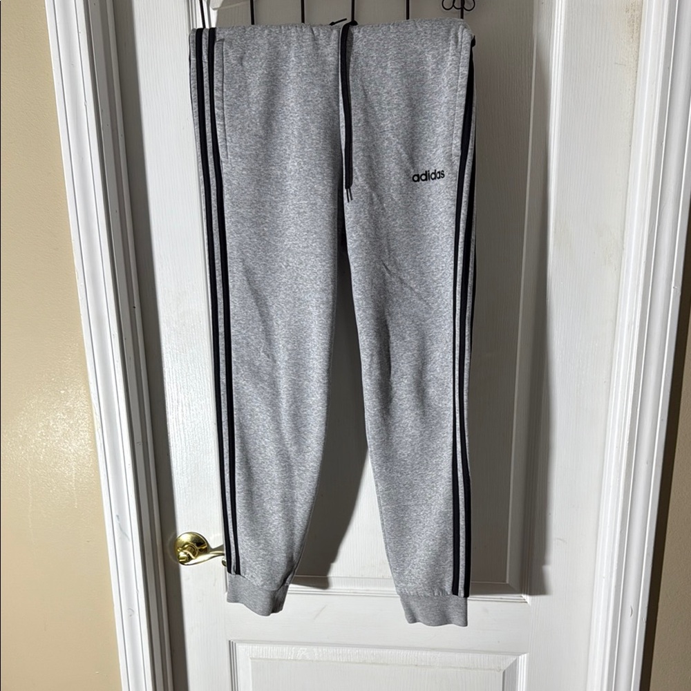 Adidas Gray Sweatpants with Sporty Stripes
